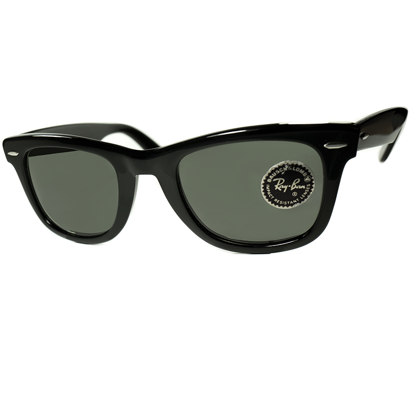 GIG LAMPS 1960s-70s B&L RAYBAN WAYFARER 1 BLACK size50/24 with B&L 